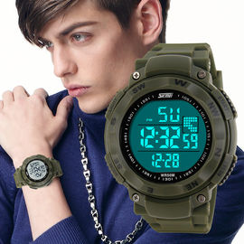PU の革紐の多機能のスポーツの腕時計、EL のバックライトの大きいダイヤルの防水電子腕時計